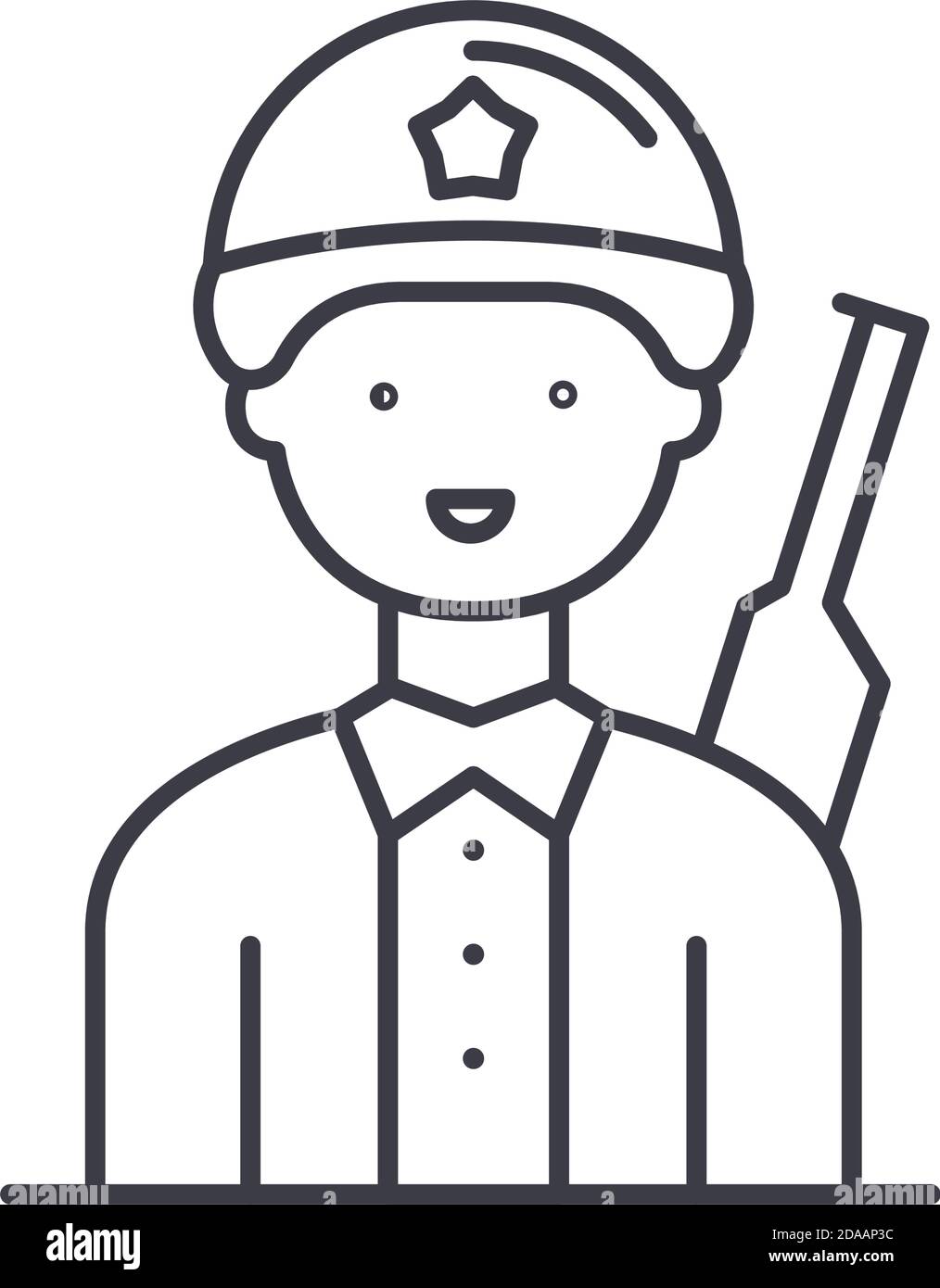 ArmeeSymbol, lineare isolierte Illustration, dünne Linie Vektor, Web