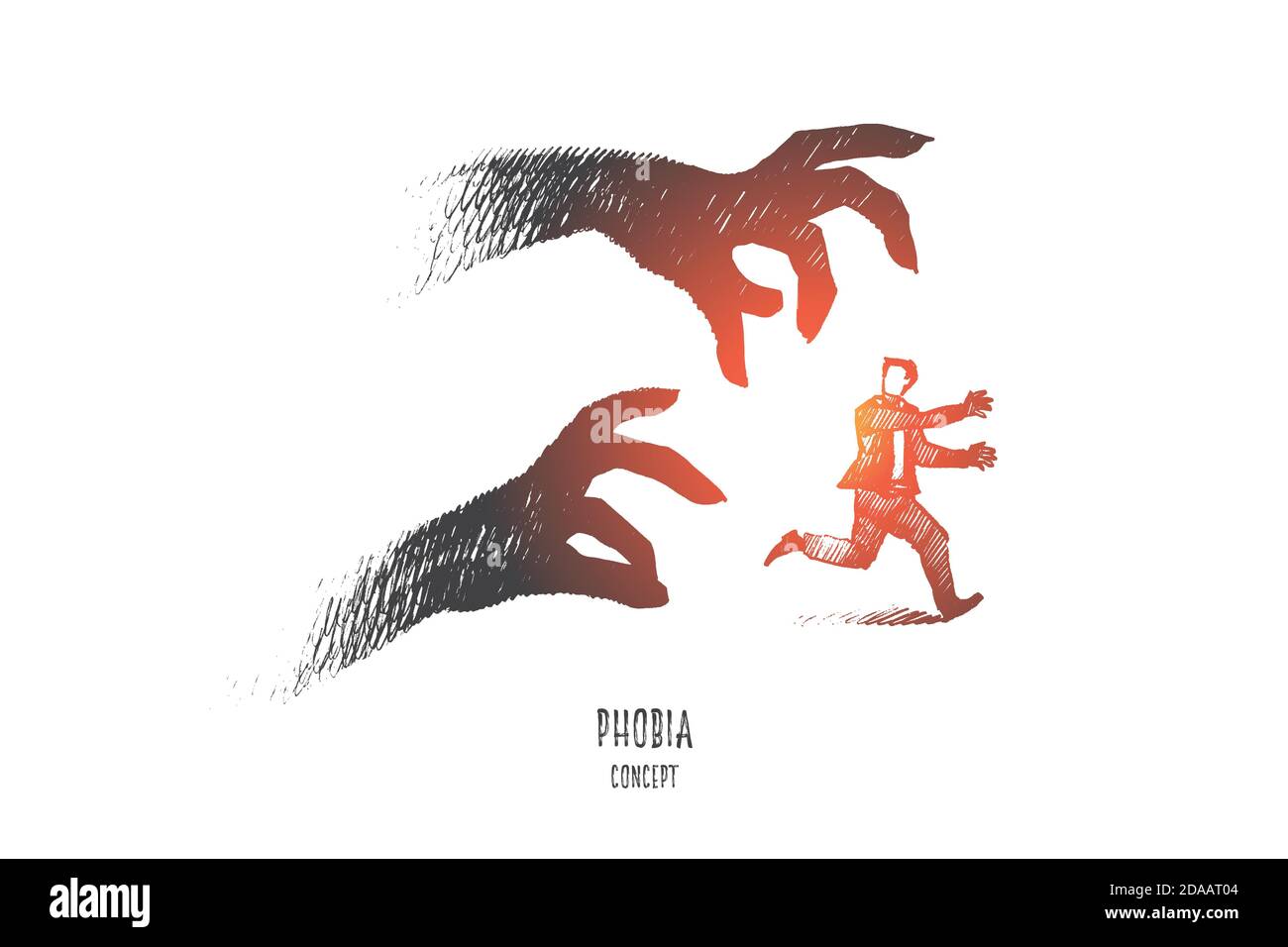 Phobie-Konzept. Von Hand gezeichneter isolierter Vektor. Stock Vektor