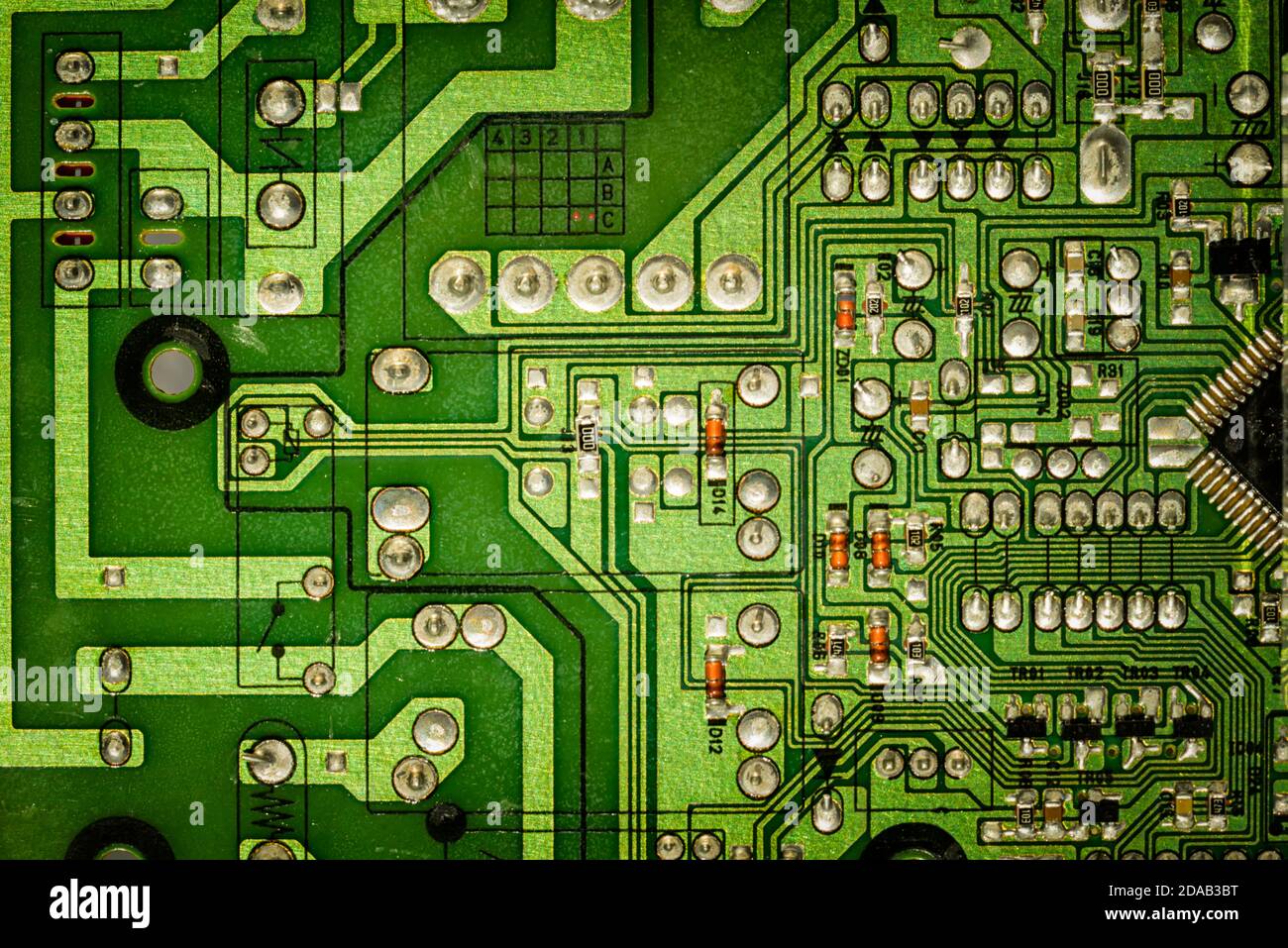 Grüne Hauptplatine des elektronischen Systemcomputers Stockfoto