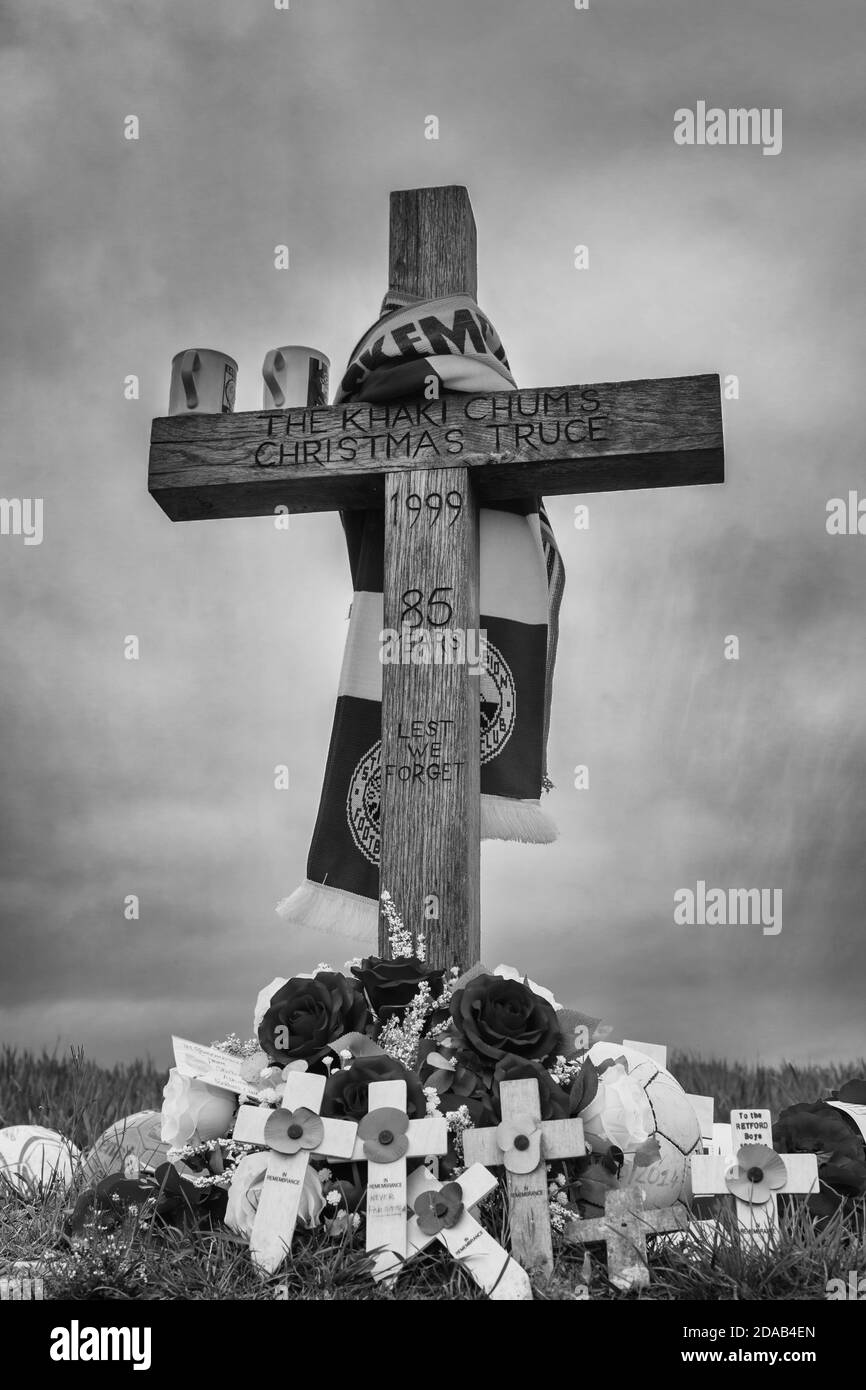 Der Weihnachtsfrieden der Khaki Chums (Ploegsteert - Belgien) Stockfoto