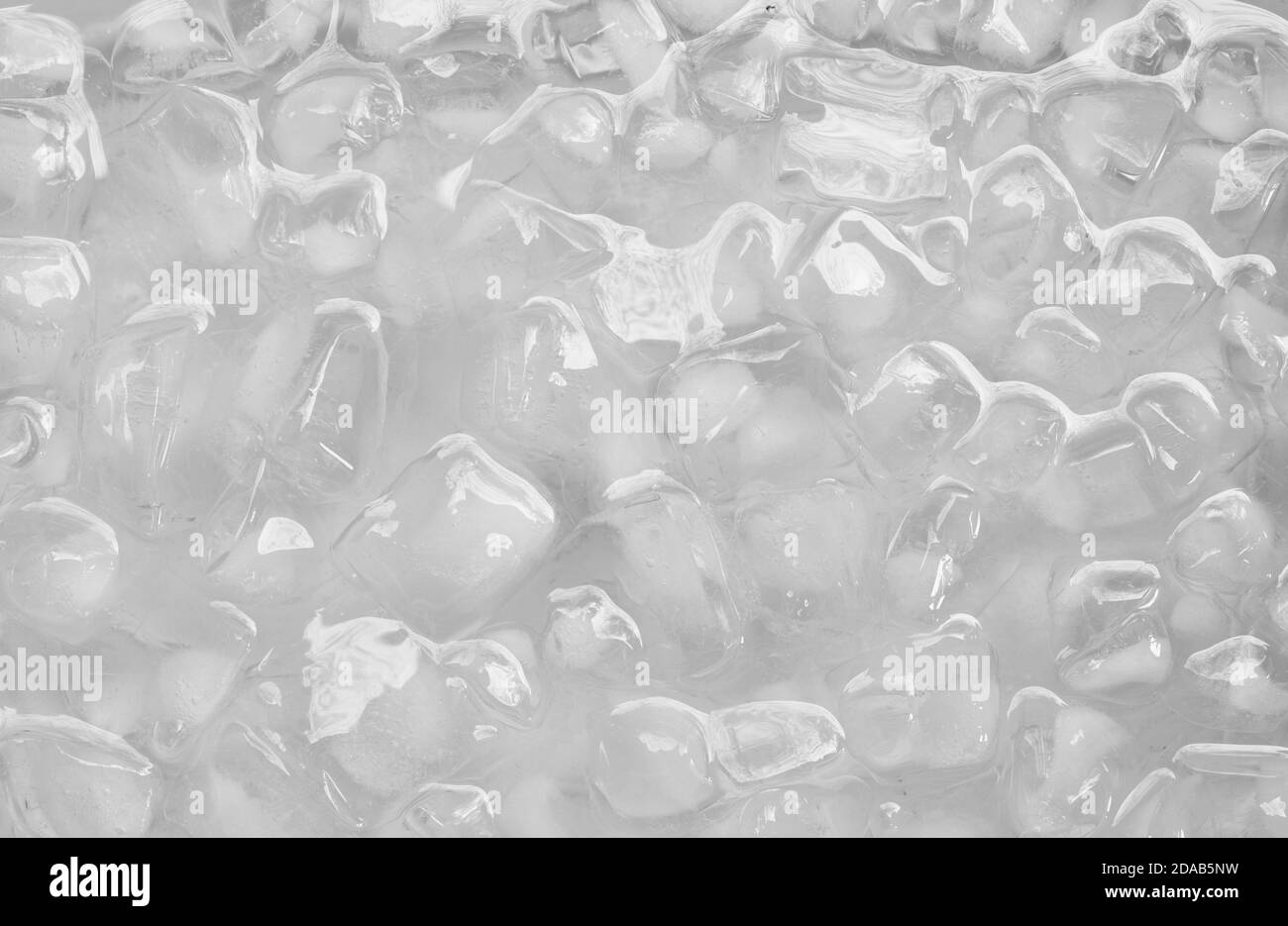 Eiswürfel schwimmt auf Wasser in Kunststoffschale Stockfoto