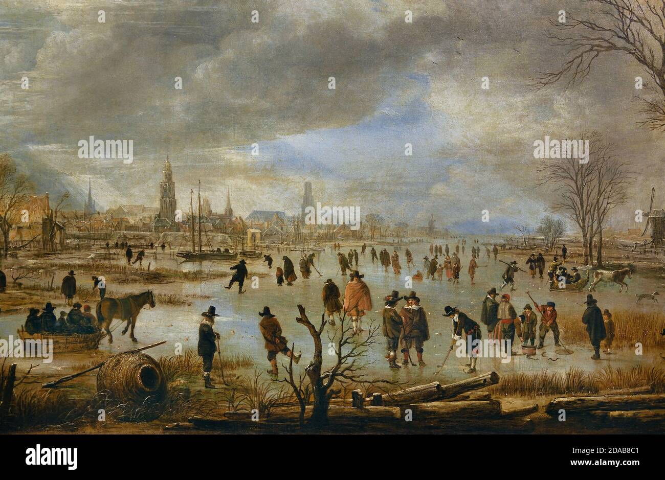 Flussblick im Winter 1655 Aert van der Neer 1603/4-1677, Niederlande, Niederländisch. Stockfoto