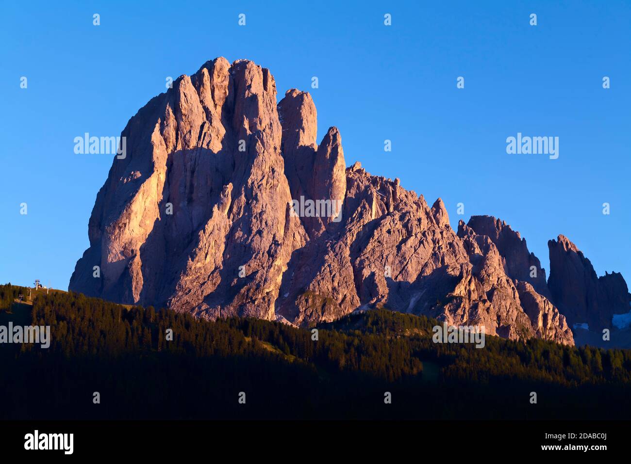 Dolomiten Italien - Südtirol - Langkofel (Langkofel, Saslonch) bei Sonnenuntergang Stockfoto