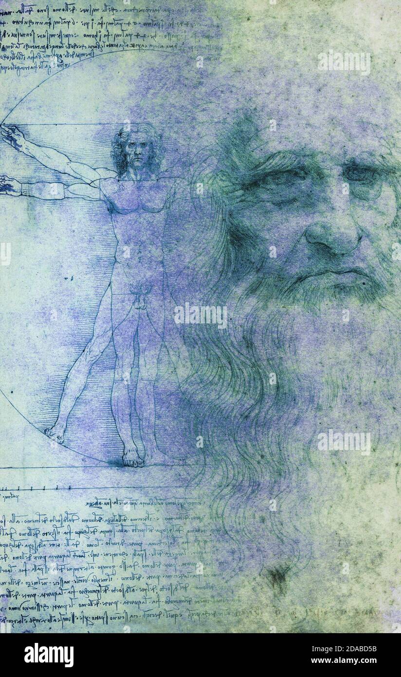 Leonardo da Vinci und Vitruvian Mann Composite Stockfoto