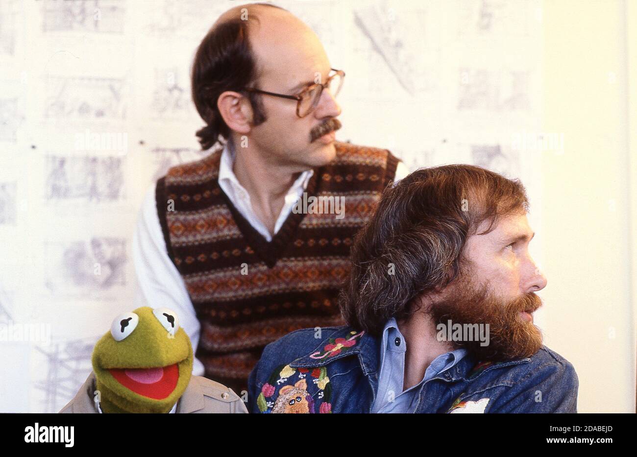 Jim Henson Frank Oz und Kermit in ihrem Studio London 1980 Stockfoto