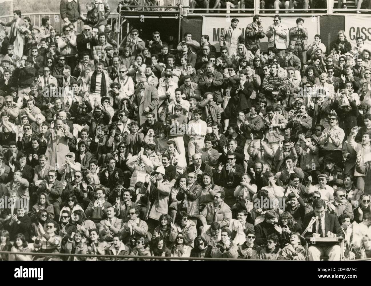 Publikum beim Italian Open Tennis Turnier, Rom, Italien 1985 Stockfoto