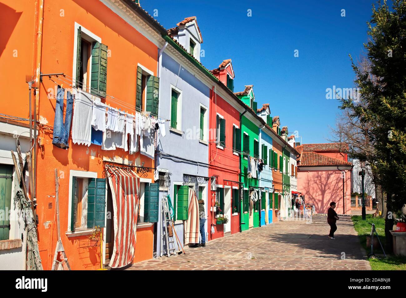 Bunte Häuser der malerischen Insel Burano, Venedig, Venetien, Italien Stockfoto