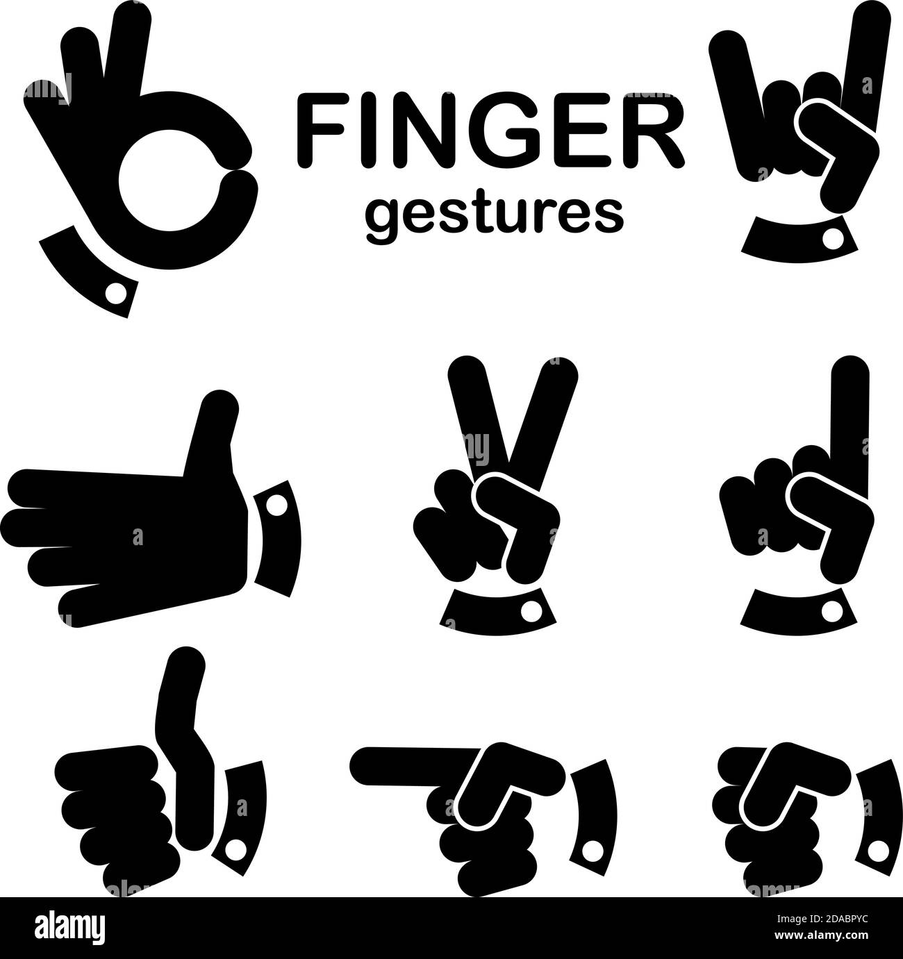 Beliebte Symbole für Fingergesten. Vektor Stock Vektor
