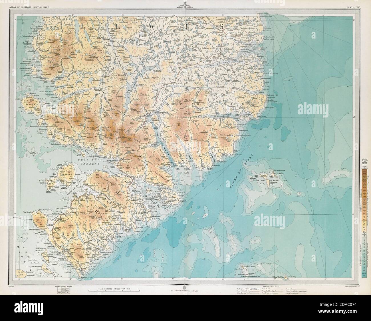 SOUTH HARRIS LEWIS Western Isles Äußere Hebriden. Schottland. GROSSE 1895 alte Karte Stockfoto