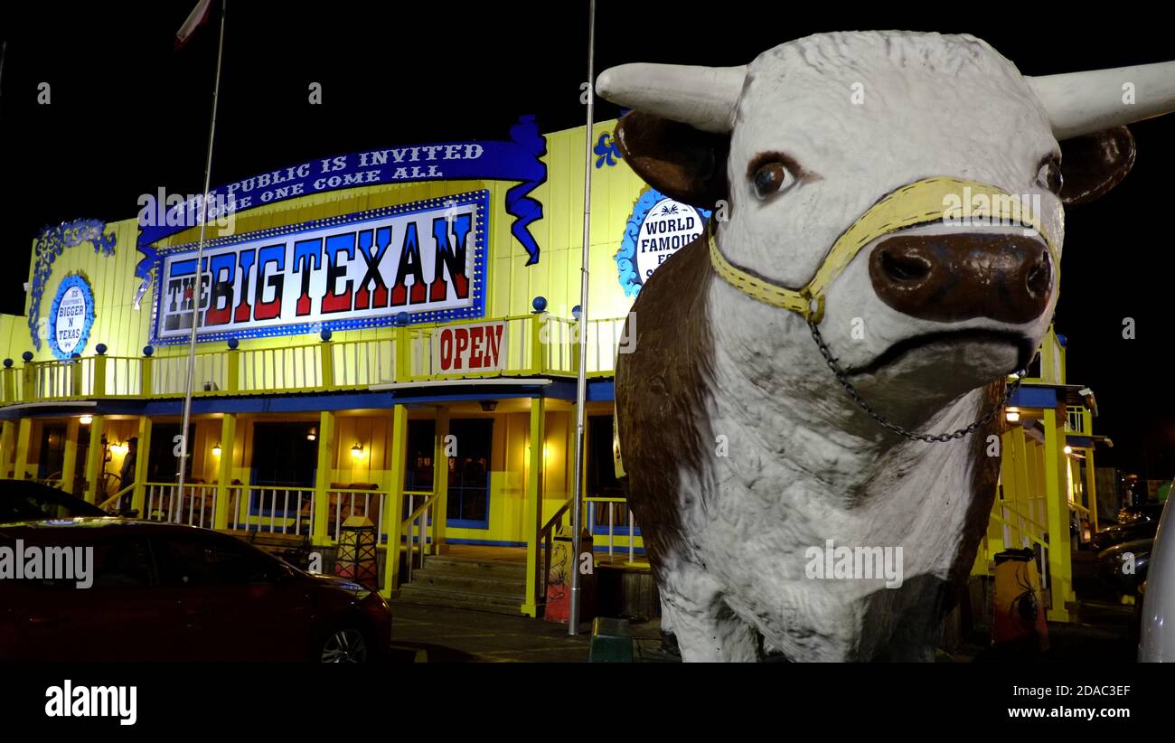 Big Texan Steak House, Amarillo - Texas, berühmt für seine 72 Unzen Steak Herausforderung (wenn in einer Stunde gegessen, es ist kostenlos) Stockfoto