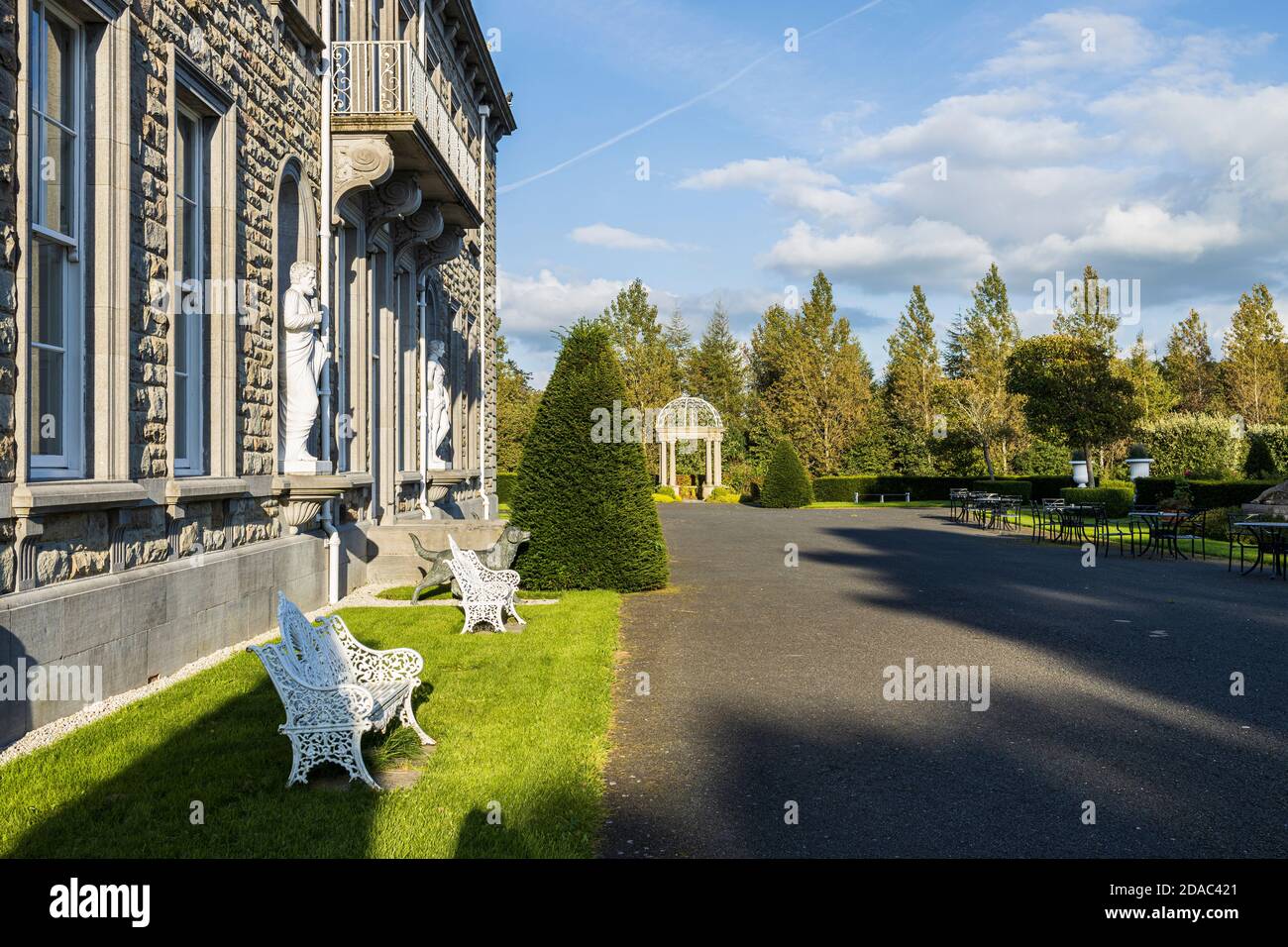 Palladian Stil Architektur, Herrenhaus auf dem Anwesen von Palmerstown House, Johnstown, County Kildare, Irland Stockfoto