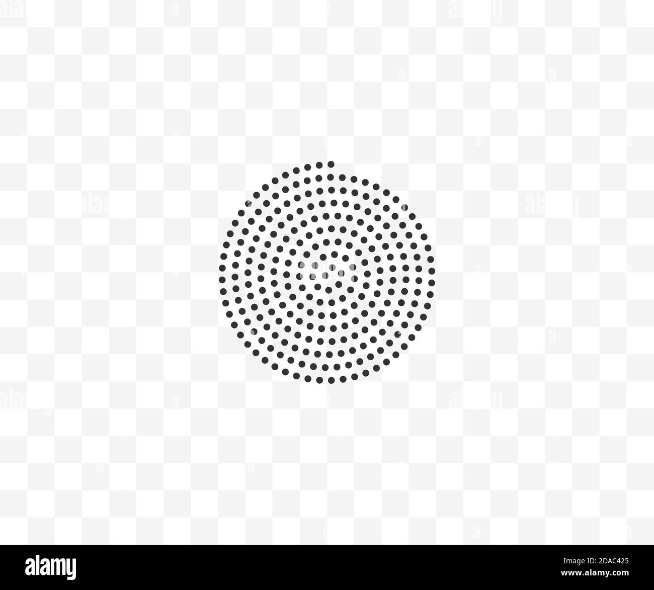 Gepunktetes Spiralsymbol auf transparentem Hintergrund. Vektorgrafik. Stock Vektor
