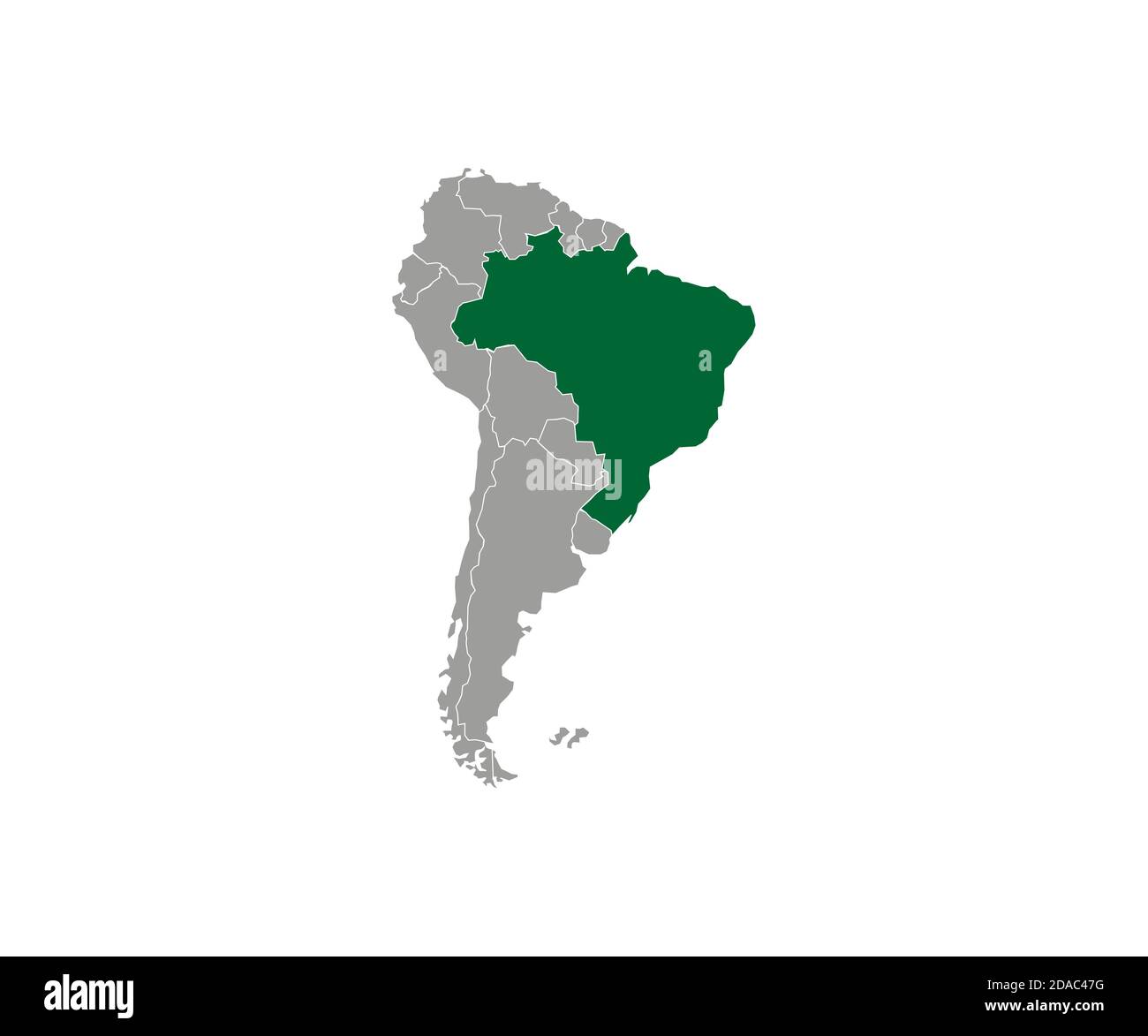Brasilien auf Südamerika Kartenvektor. Vektorgrafik. Stock Vektor