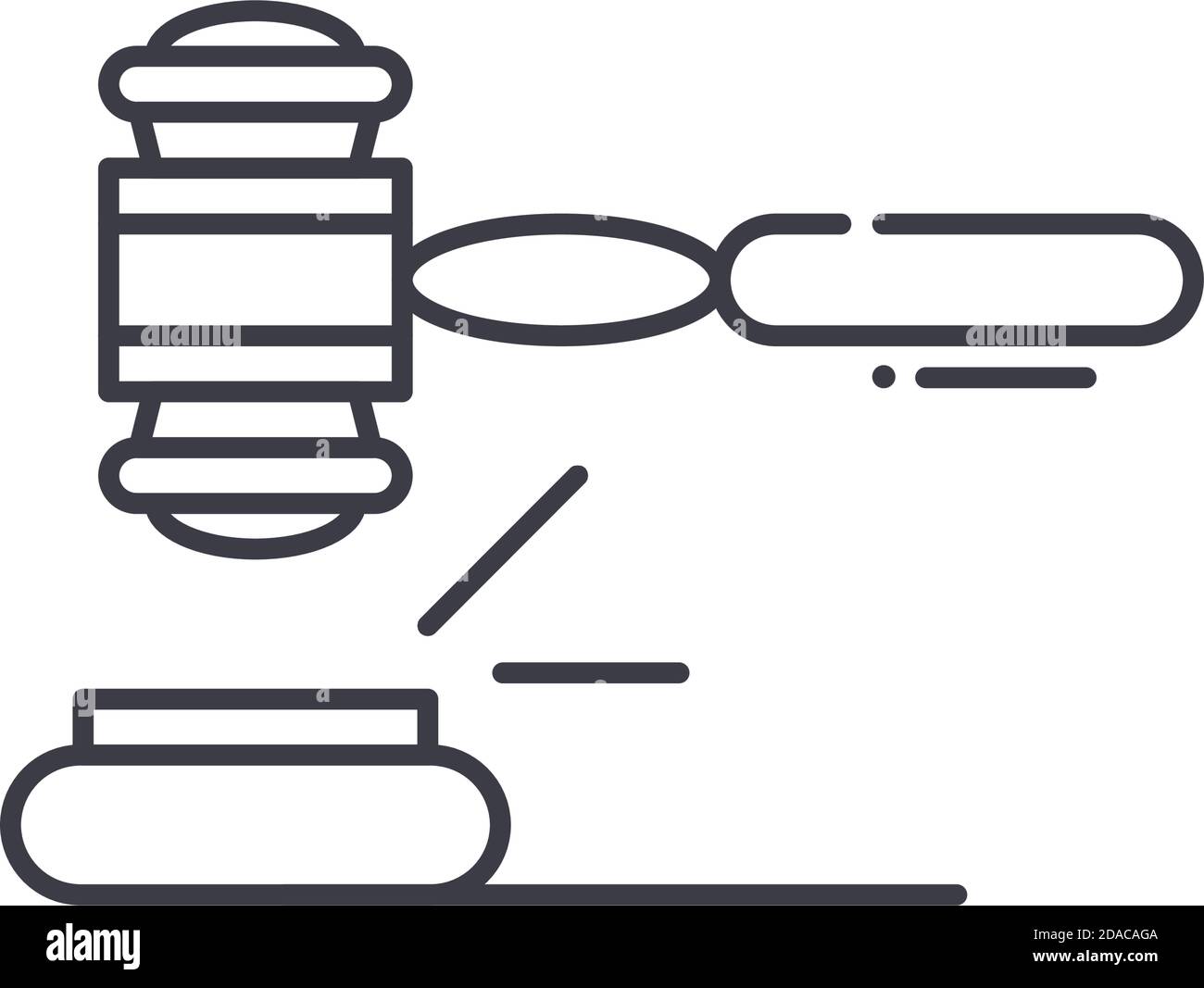 Auktionshammer Symbol, lineare isolierte Illustration, dünne Linie Vektor, Web-Design-Zeichen, Kontur Konzept Symbol mit editierbaren Strich auf weißem Hintergrund. Stock Vektor