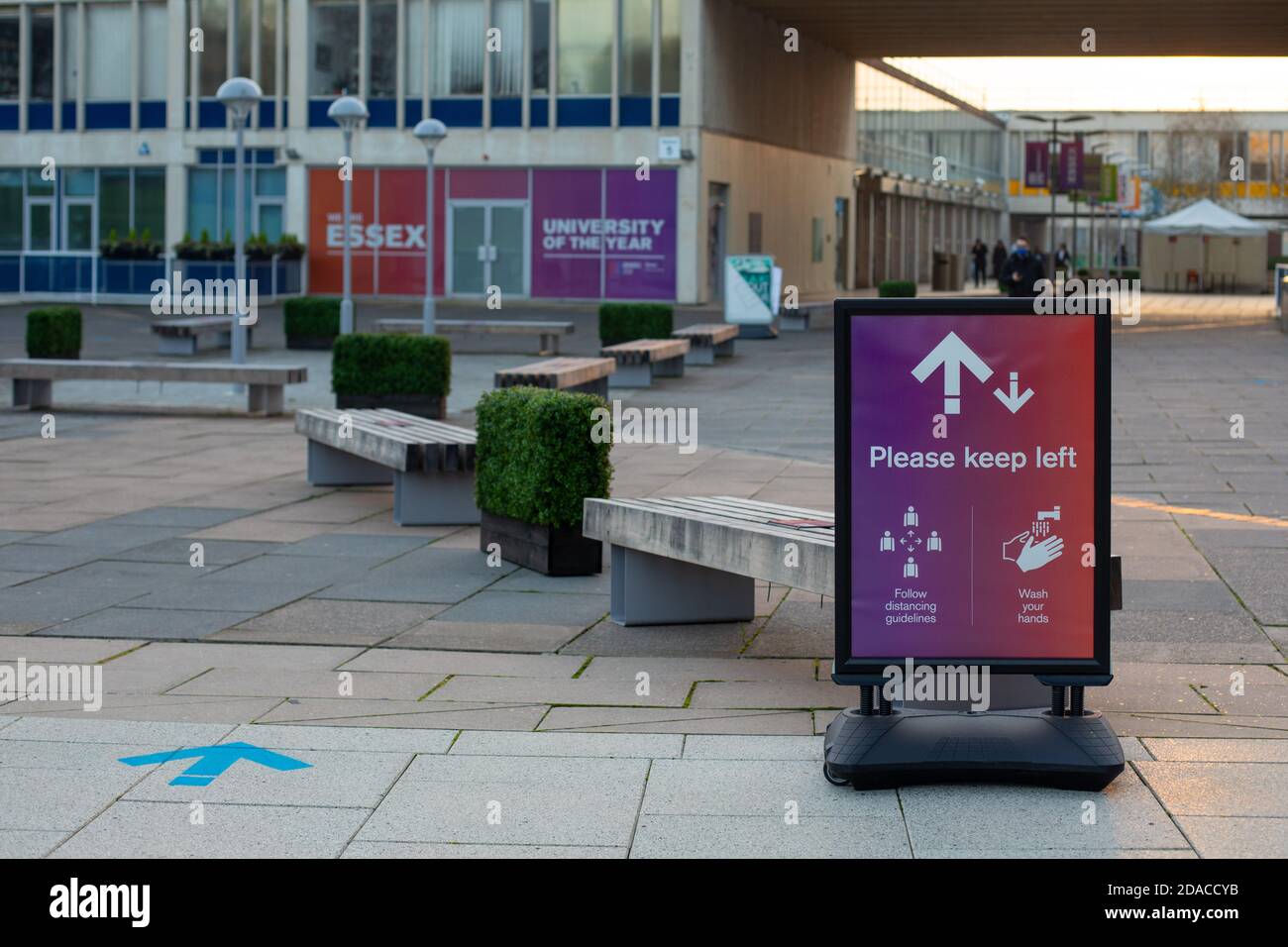 Campus der Universität Essex während der zweiten COVID-19-Sperre im November 2020. Stockfoto