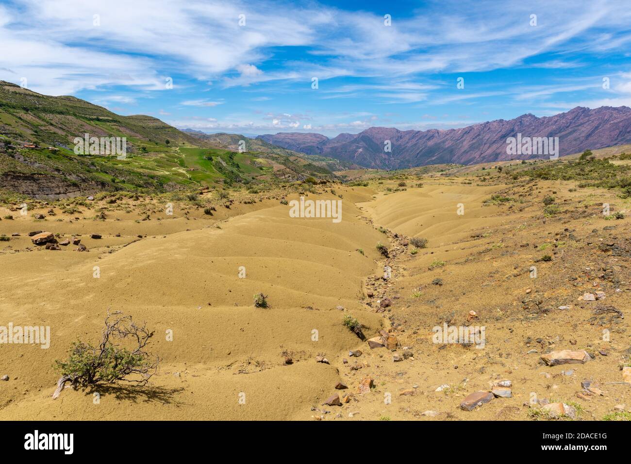 Landwirtschaftliche Landschaft in der Region Maragua, Departemento Sucre, Cordillera Central, Anden, Bolivien, Lateinamerika Stockfoto