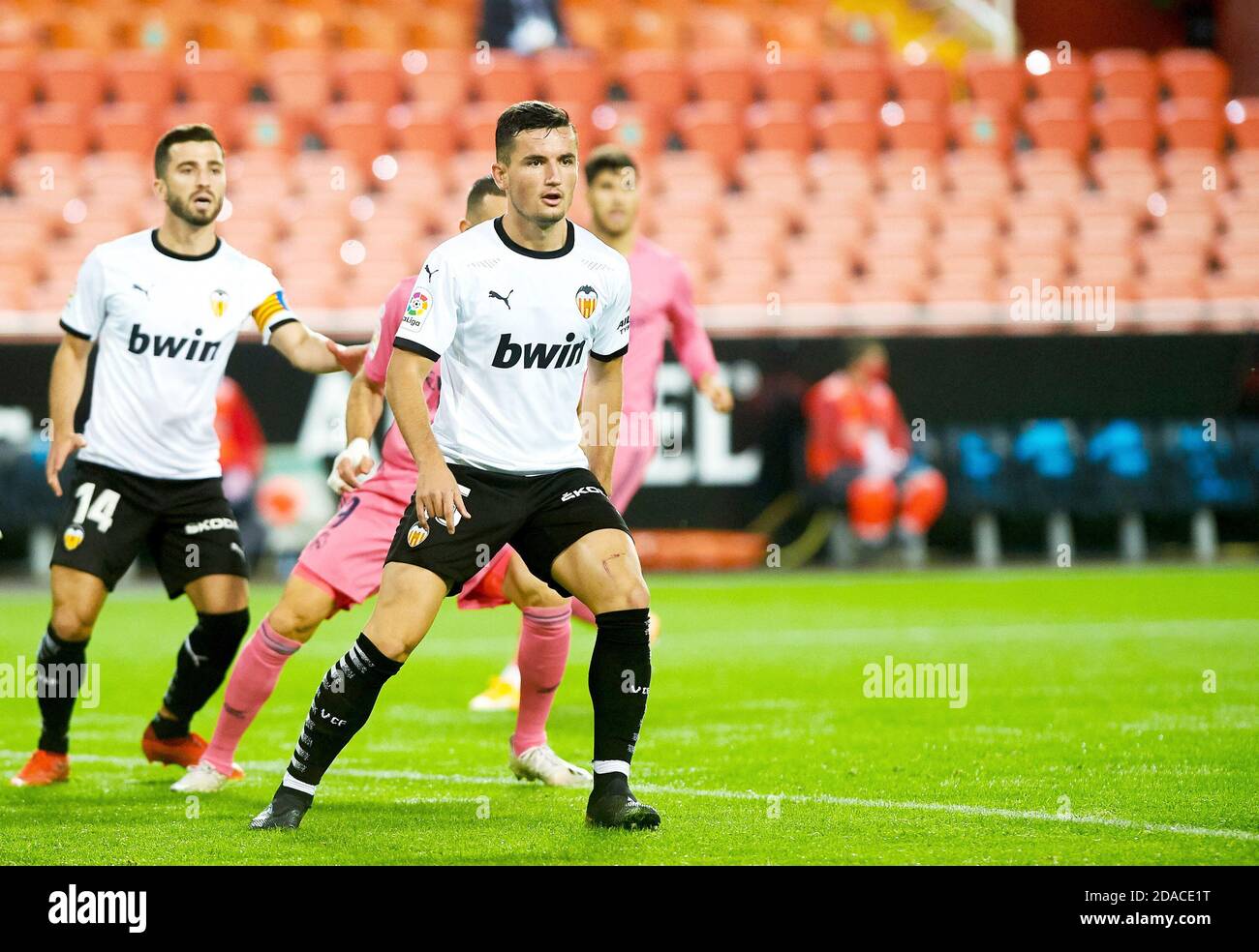 Hugo Guillamon von Valencia CF während der spanischen Meisterschaft La Liga Fußball mach zwischen Valencia und Real Madrid am 8. November 2020 im Estadio P Stockfoto