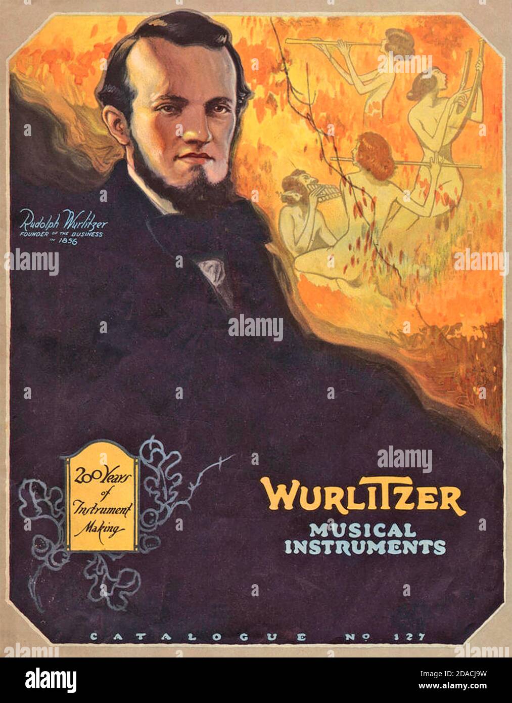 WURLITZER Werbespot 1923 zeigt Firmengründer, deutscher Einwanderer nach Amerika, Franz Rudolph Wurlitzer Stockfoto
