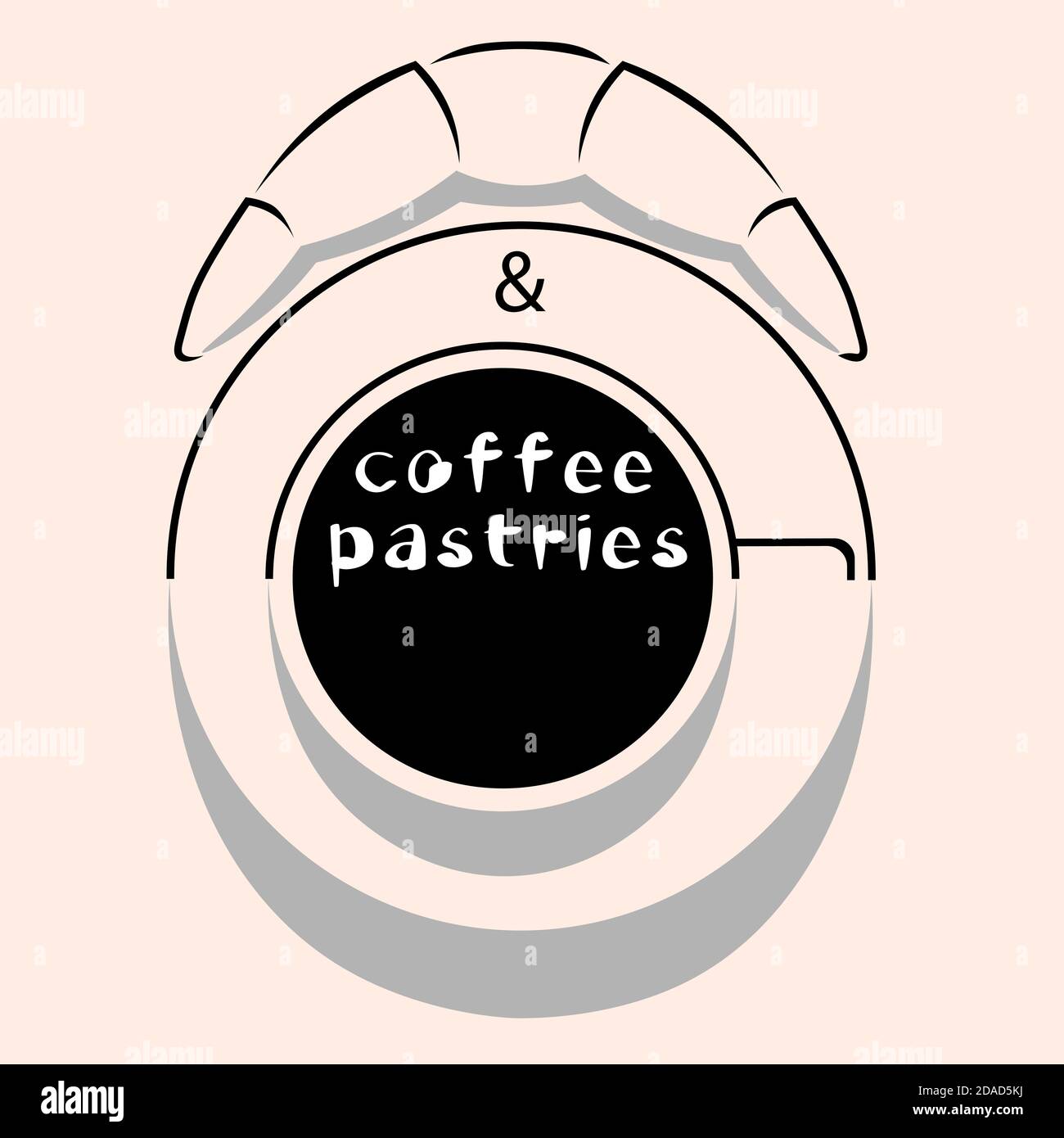 Kreatives Kaffee- und Bäckerlogo aus Silhouetten und Schatten Mit Schriftzug Stock Vektor