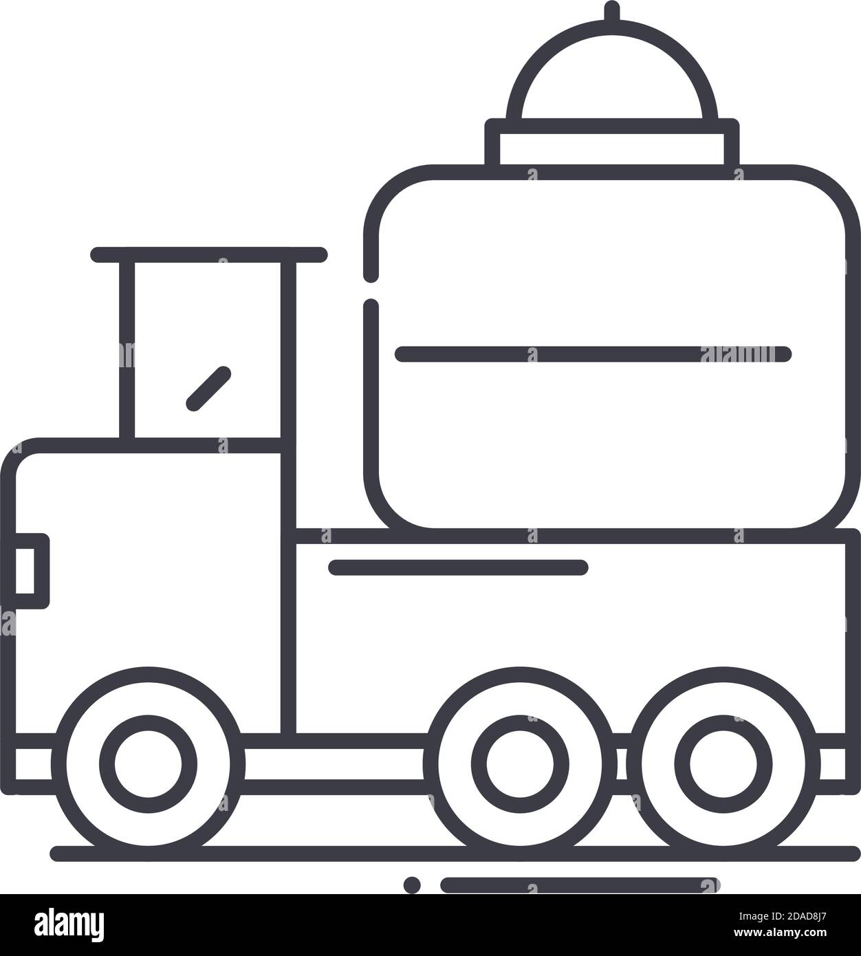 Tankwagen Symbol, lineare isolierte Illustration, dünne Linie Vektor, Web-Design-Zeichen, Kontur Konzept Symbol mit editierbaren Strich auf weißem Hintergrund. Stock Vektor