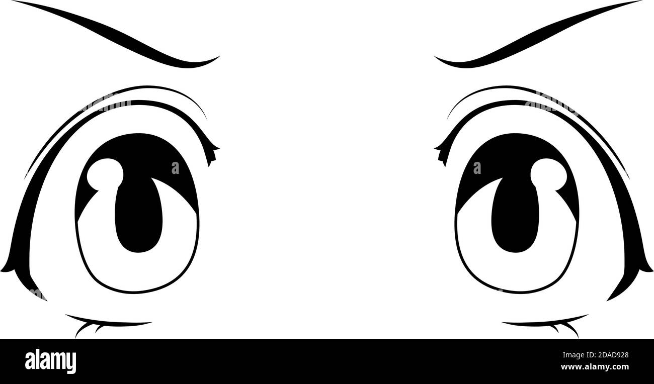 Dies Ist Eine Illustration Von Monochrom Cute Anime Stil Augen Mit Ein Wutender Blick Stock Vektorgrafik Alamy