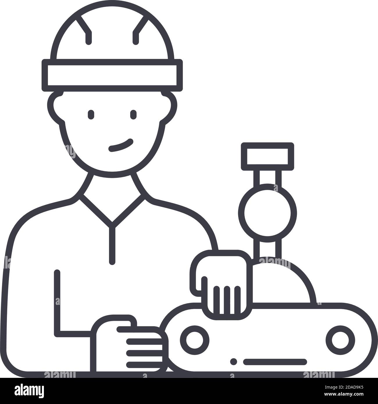 Systemintegrator-Symbol, lineare isolierte Illustration, dünner Linienvektor, Webdesign-Zeichen, Umrisskonzept-Symbol mit bearbeitbarer Kontur auf weiß Stock Vektor