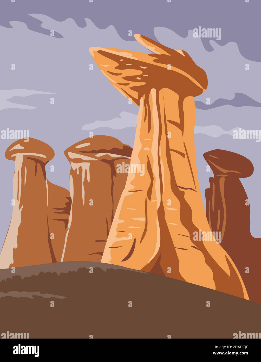 WPA-Plakatkunst der Ah-Shi-SLE-Pah Wildnis in San Juan County, New Mexico, ein bunt Badlands und Sandstein Hoodoos in Works-Projekt Ad getan Stock Vektor