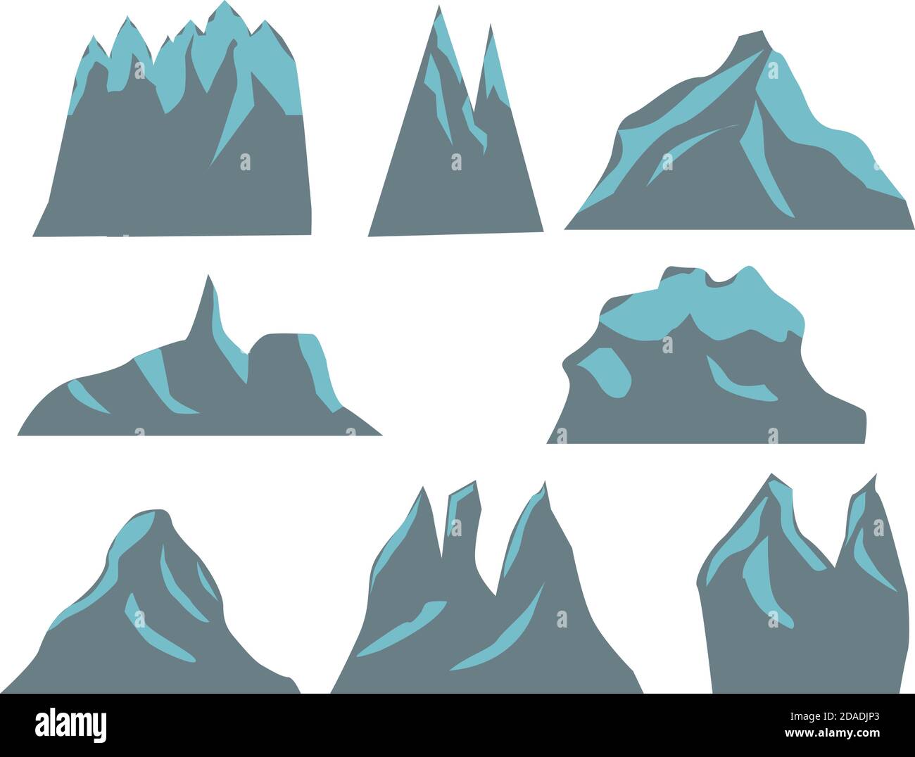 Mountain flache Symbole Form Set, Kollektion Design Stock Vektor