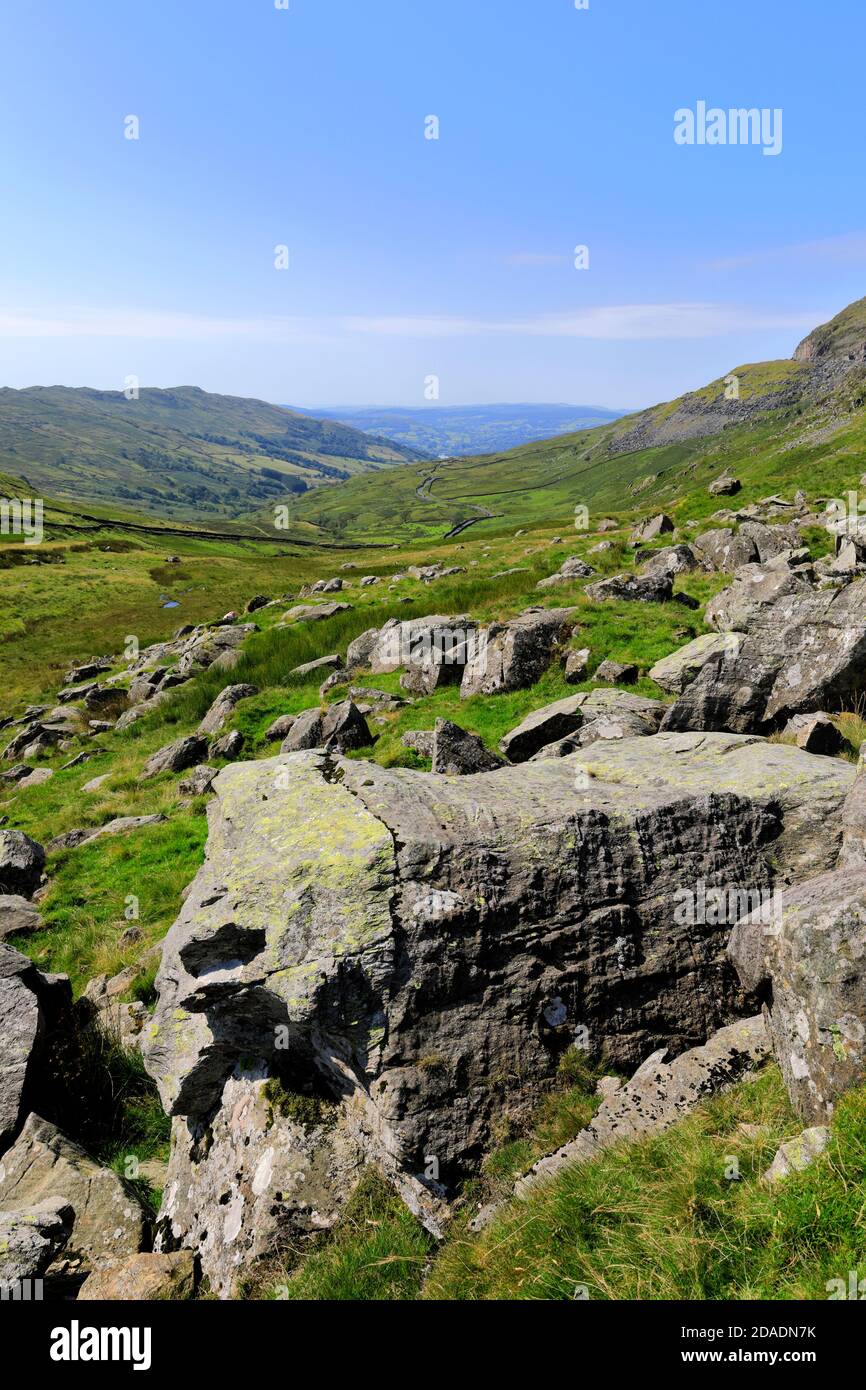 Sommeransicht des Kirkstone Pass, Lake District National Park, Cumbria, England, UK Stockfoto