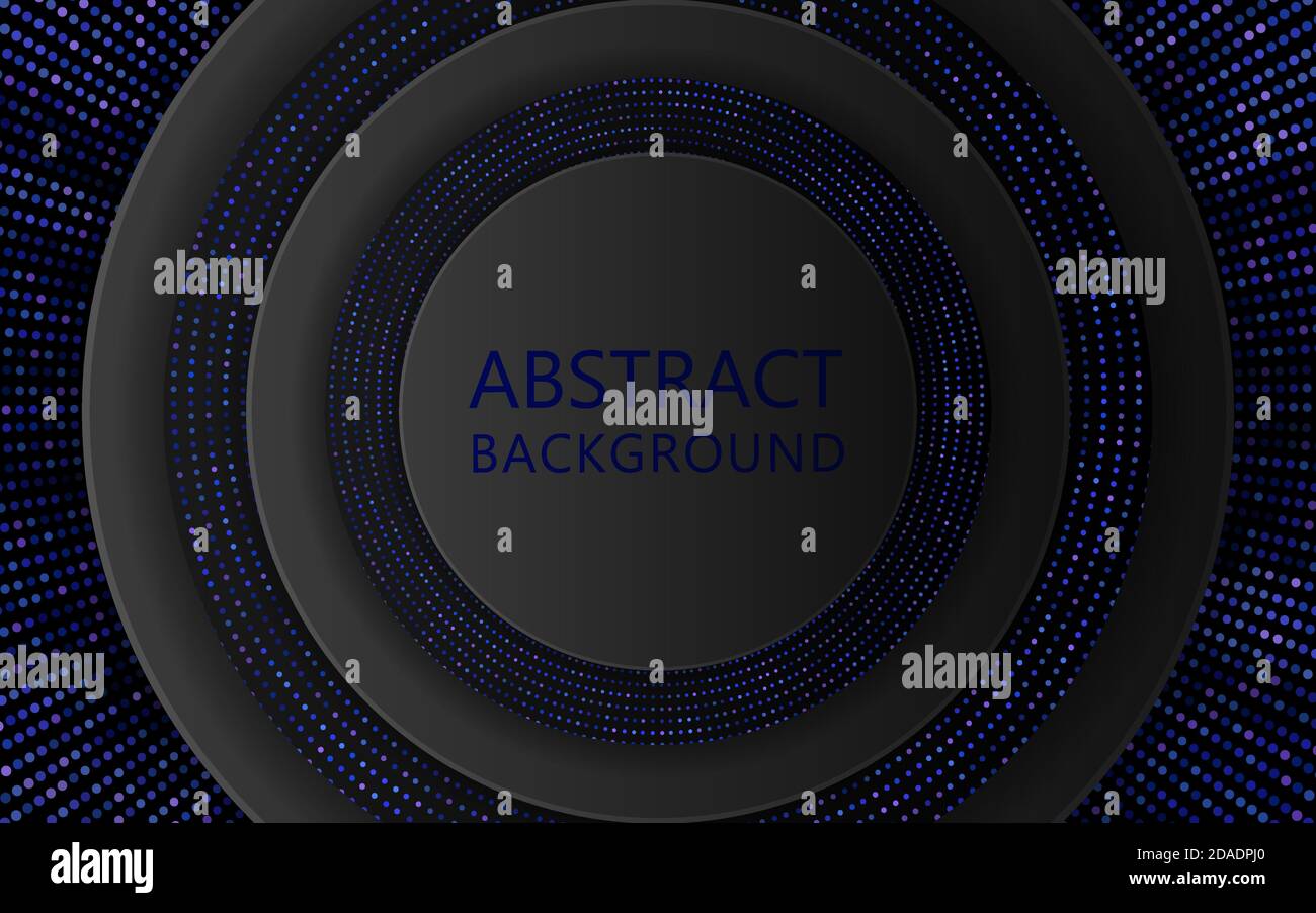abstrakter 3D-Hintergrund. Schwarze Kreise mit Funkeln. Vektorgrafik, Folge 10 Stock Vektor