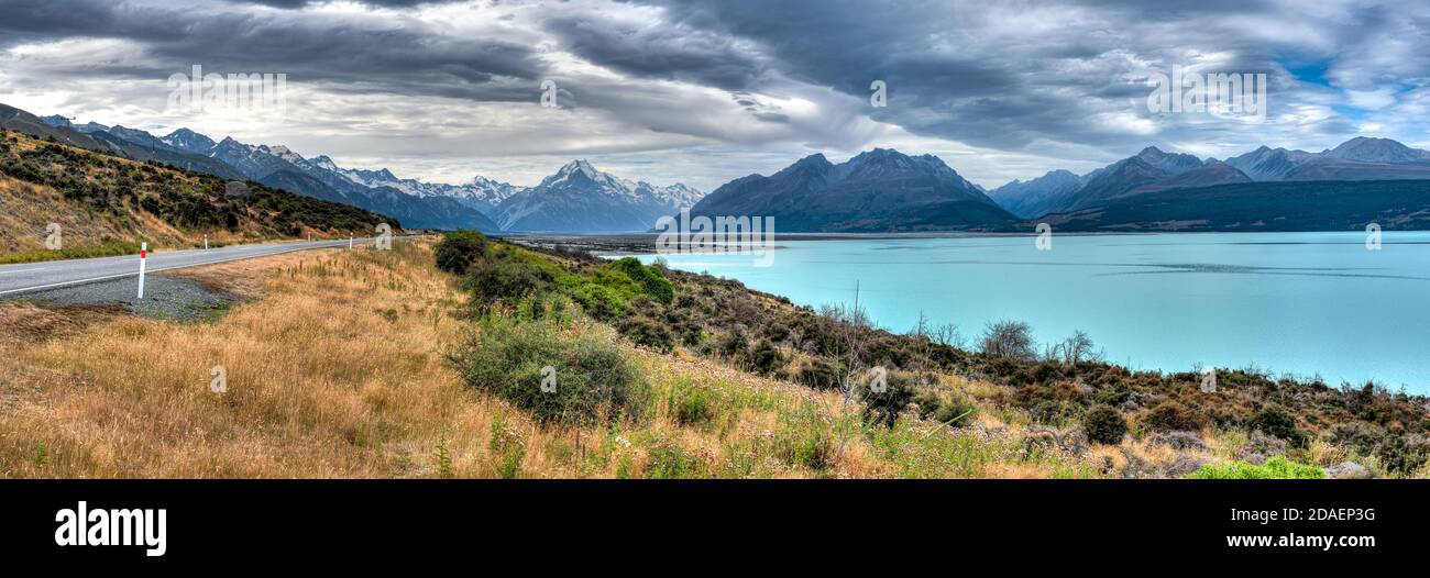 Der landschaftlich sehr schöne Aoraki National Park in Neuseeland. Stockfoto