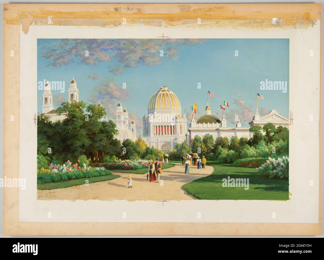 Ansicht des Verwaltungsgebäudes auf der Weltausstellung Columbian Exposition, Chicago, Illinois, 1893. Stockfoto