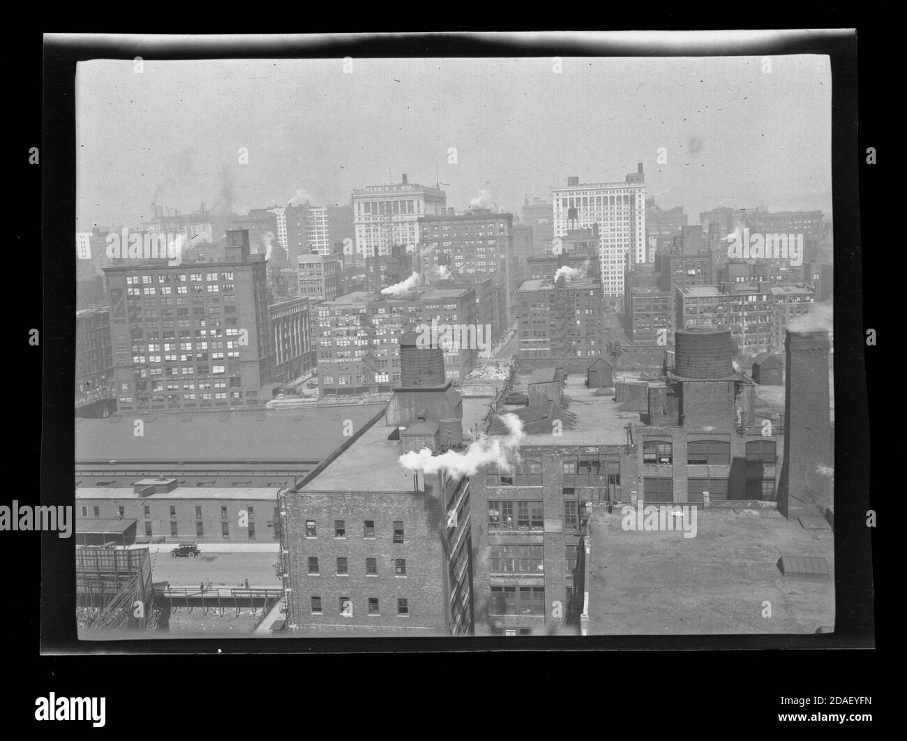 Vogelperspektive in der Nähe von Jackson Boulevard und Fifth Avenue (Wells Street), Chicago, Illinois, 1914. Stockfoto