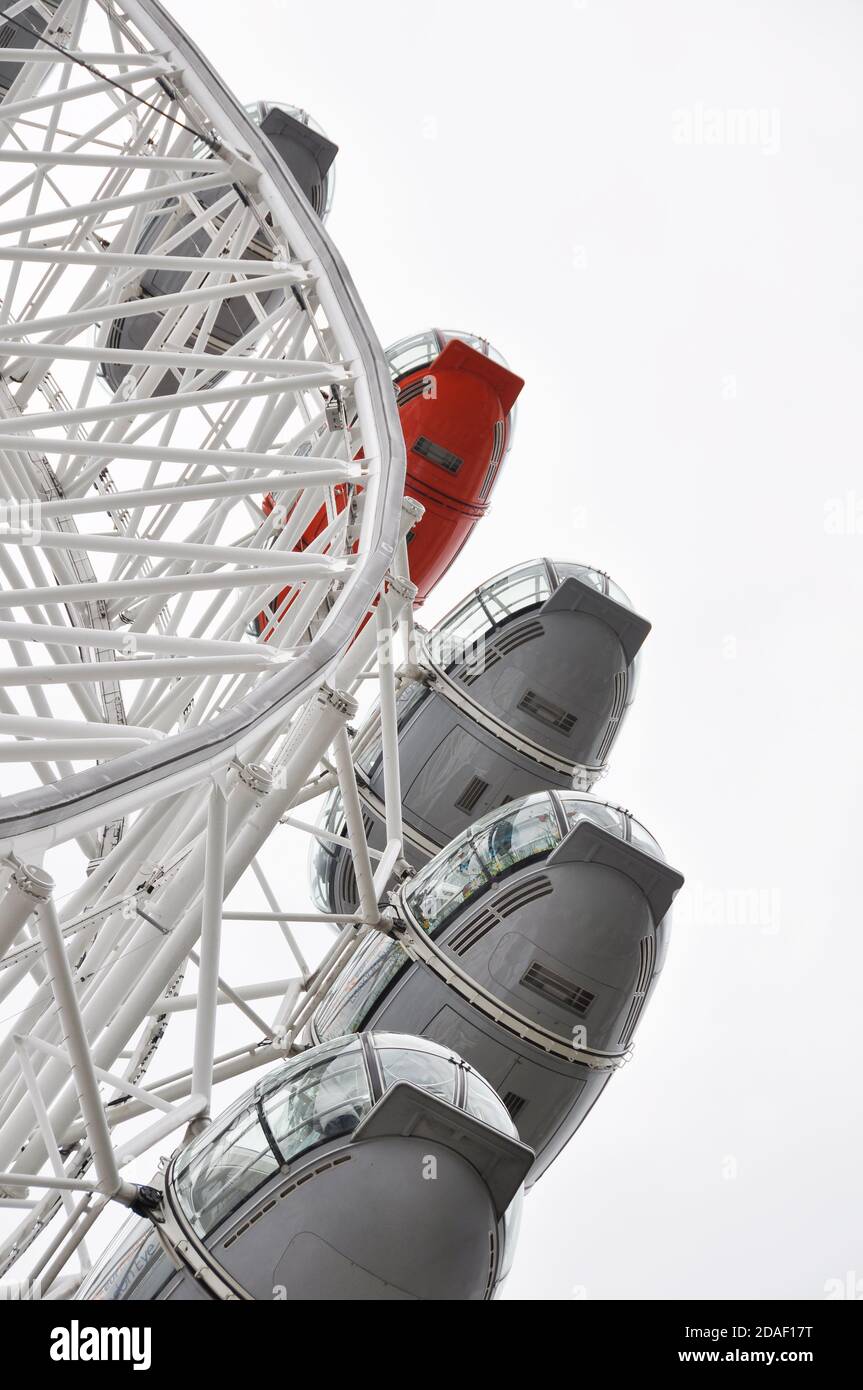 Detailaufnahme des London Eye in England Stockfoto