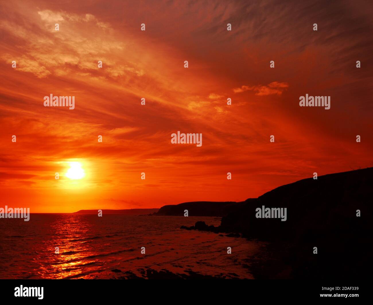 Challborough Bay und Burgh Island, Devon, Großbritannien. Stockfoto