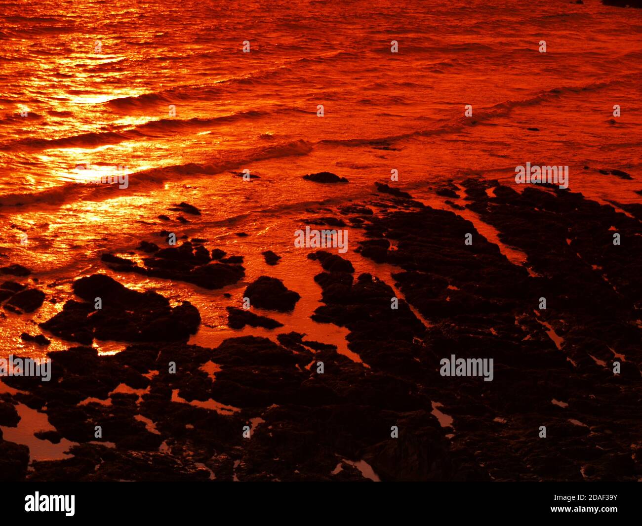 Challborough Bay und Burgh Island, Devon, Großbritannien. Stockfoto