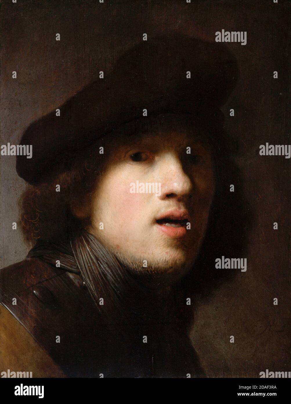 Rembrandt van Rijn, Selbstbildnis, Malerei, um 1629 Stockfoto
