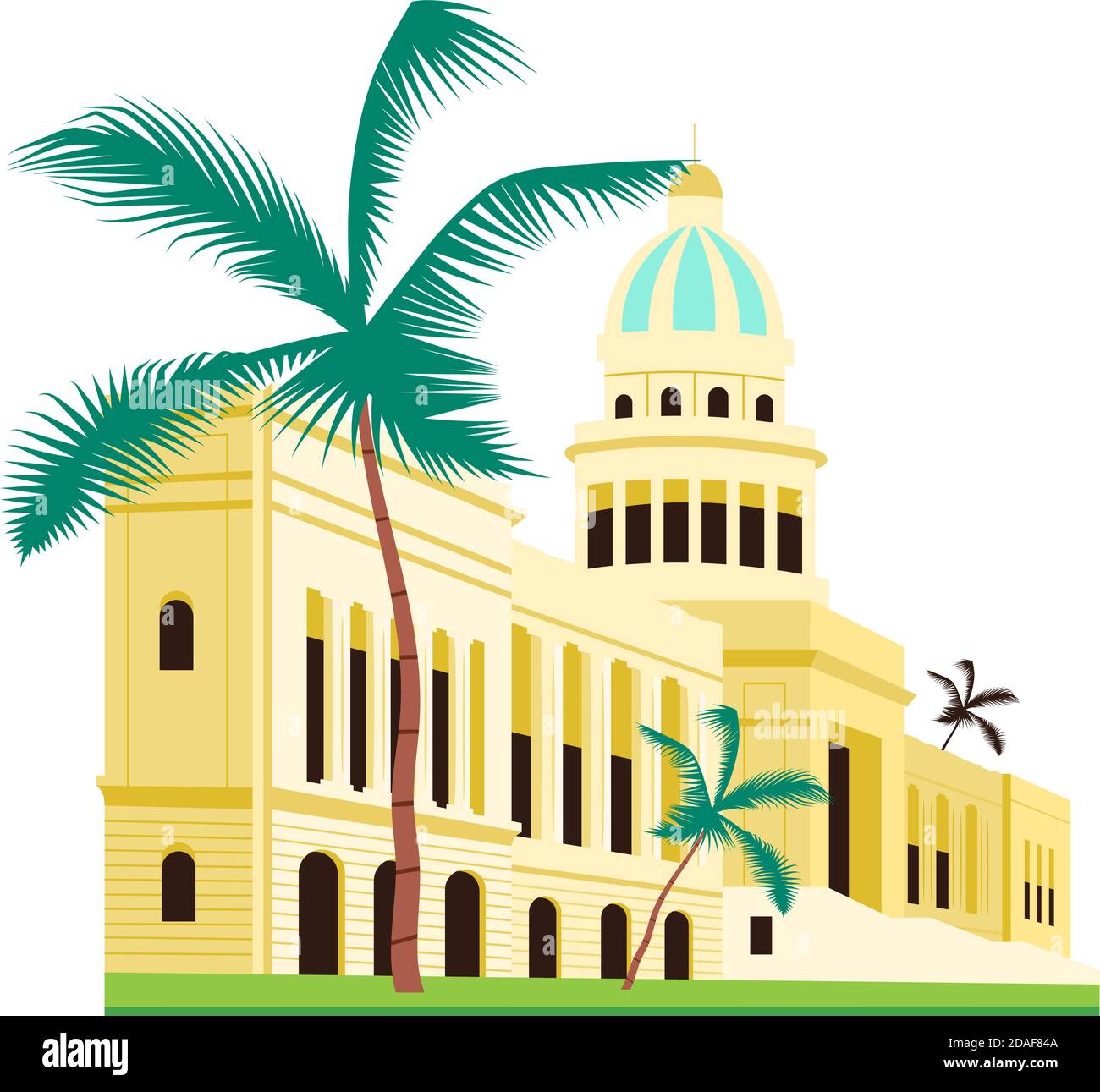 Kuba Capitol Gebäude flache Farbe Vektor Objekt Stock Vektor