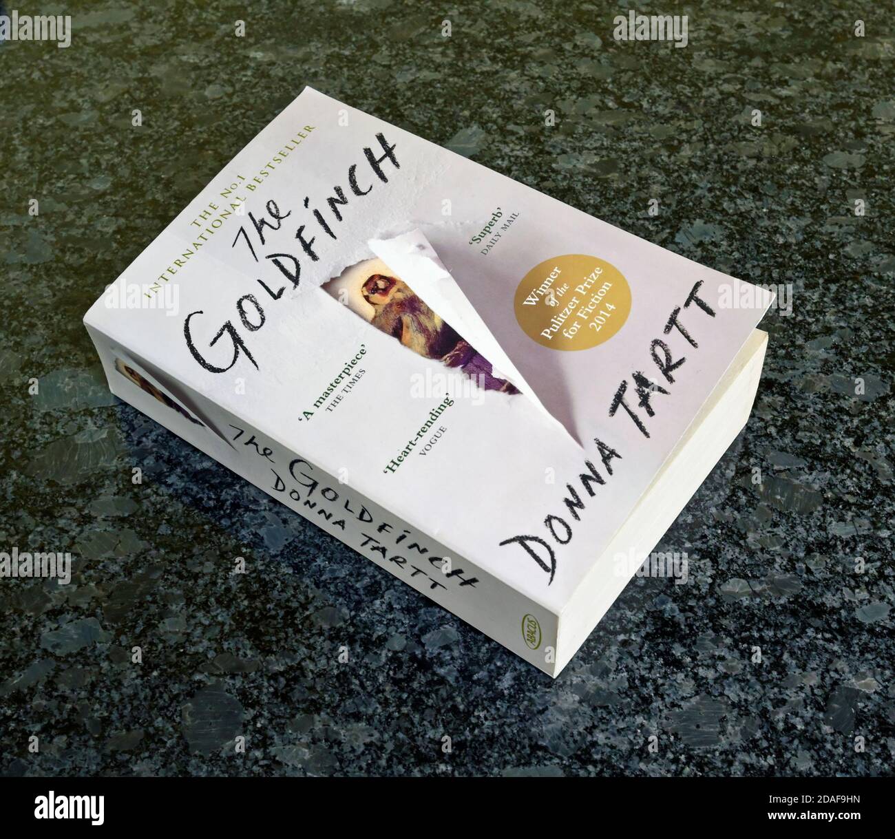 Broschur. 'The Goldfinch' von Donna Tartt. Der Nr.1 International Bestseller. Stockfoto
