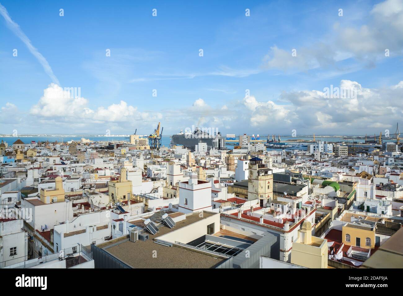 Cadiz, Draufsicht. Blick auf die spanische Stadt an der Atlantikküste. Stockfoto