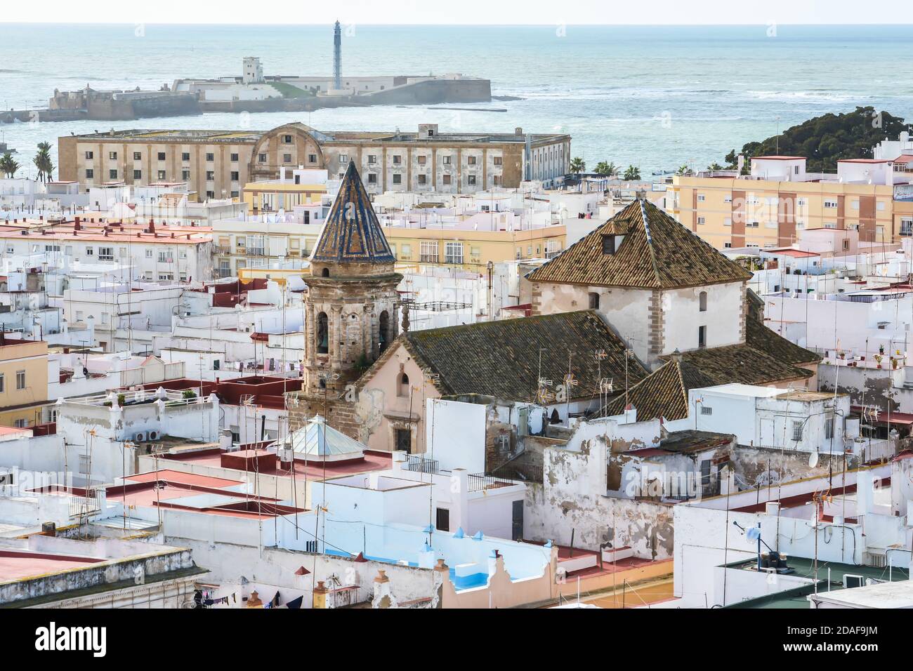 Cadiz, Draufsicht. Blick auf die spanische Stadt an der Atlantikküste. Stockfoto