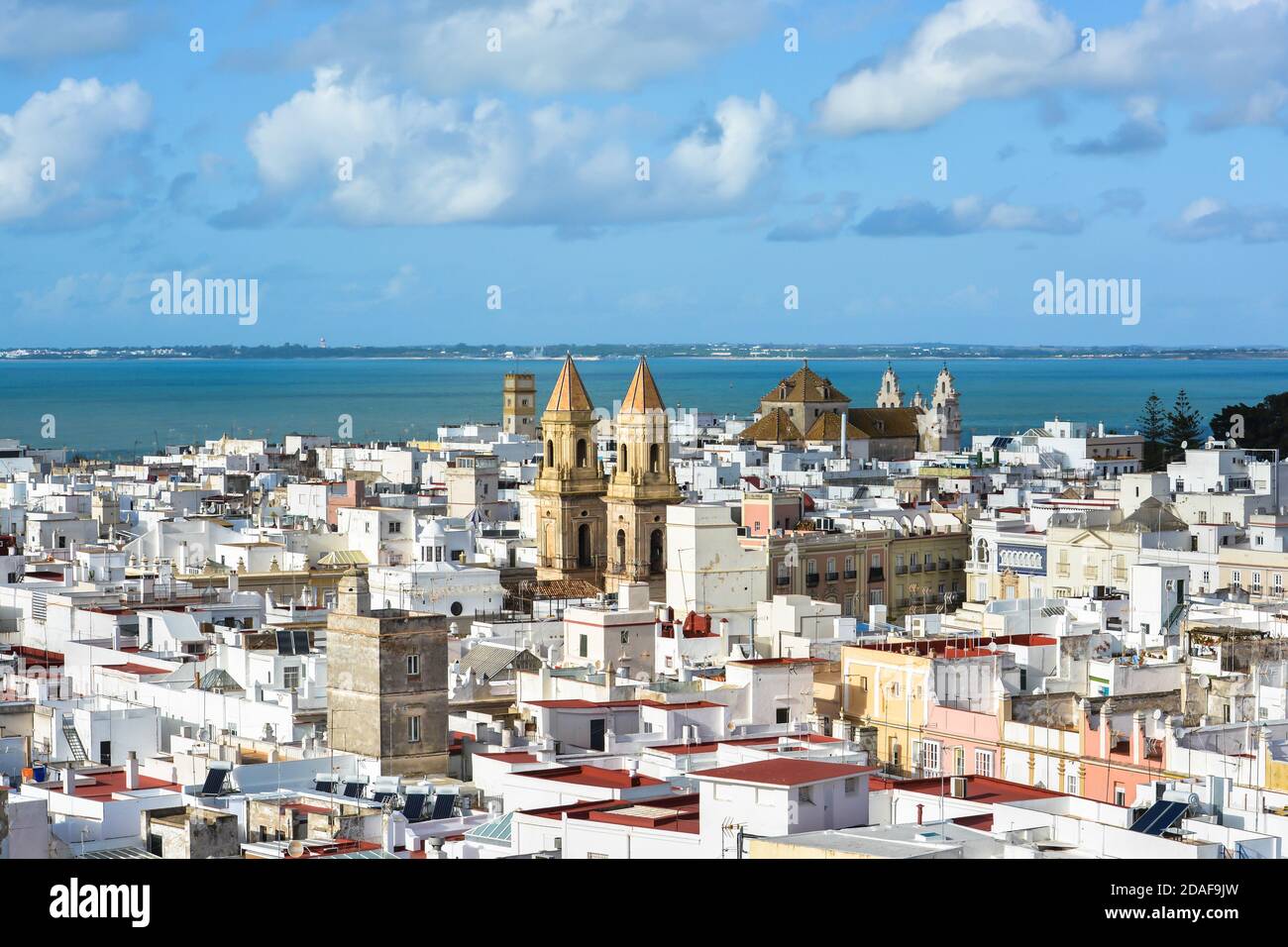 Cadiz, Draufsicht. Blick auf die spanische Stadt an der Atlantikküste. Stockfoto