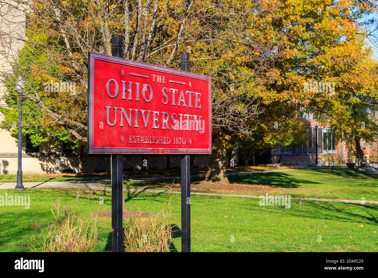 COLUMBUS, OH, USA - 7. NOVEMBER: Eingangsschild an der Ohio State University am 7. November 2020 in Columbus, Ohio. Stockfoto