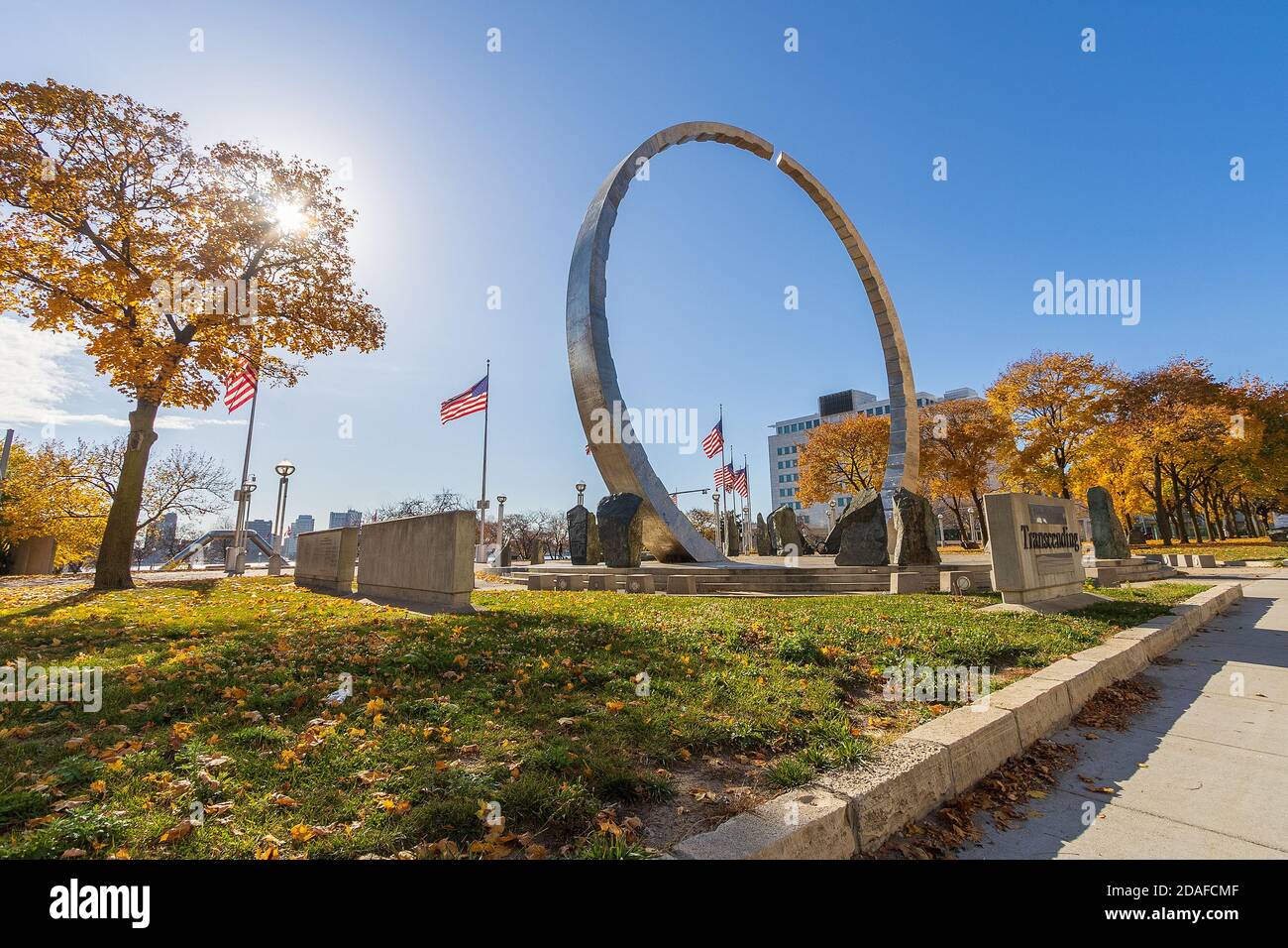 DETROIT, MI, USA - NOVEMBER 10: Hart Plaza am 10. November 2020 in Downtown Detroit, Michigan. Stockfoto
