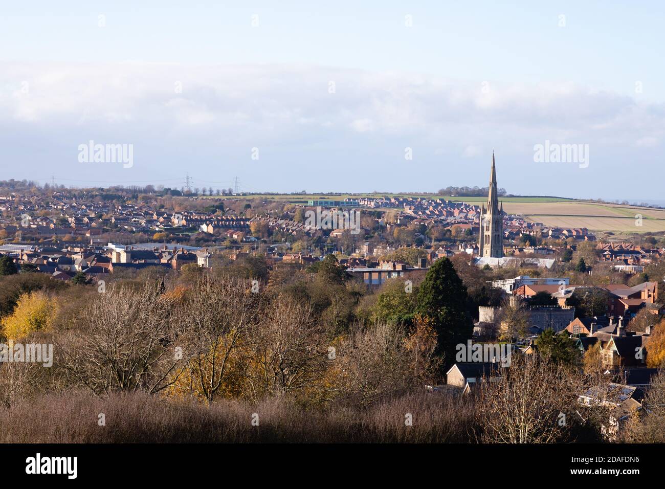 Blick über Grantham Stadt, Lincolnshire, England Stockfoto