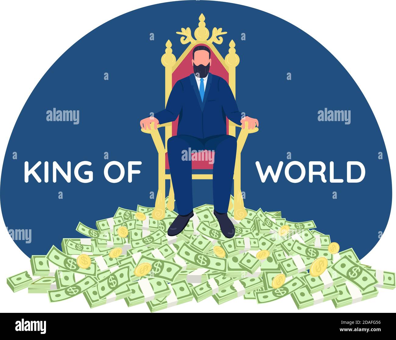 Erfolgreicher Geschäftsmann sitzt auf Thron 2D Vektor Web-Banner, Poster Stock Vektor