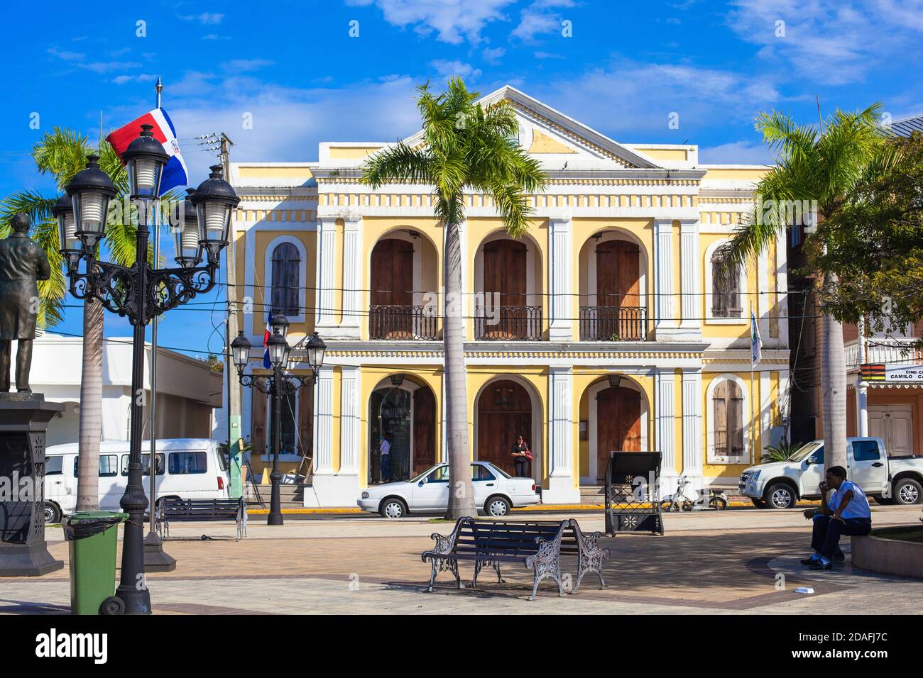 Dominikanische Republik, Puerto Plata, viktorianischen Lebkuchen Gebäuden rund um den Central Park Stockfoto