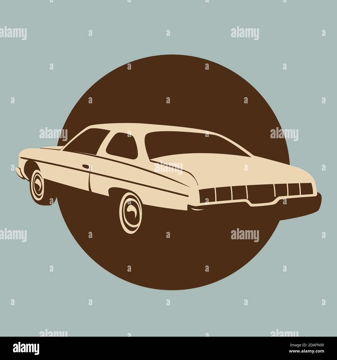 Klassisches amerikanisches Auto, Vektor-Illustration, Profilansicht, Silhouette Stockfoto