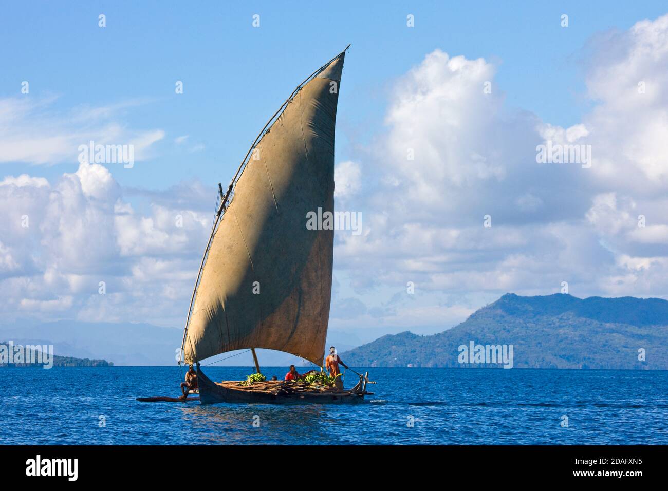 Segelboot Angeln im Meer, Nosy Be, Madagaskar Stockfoto