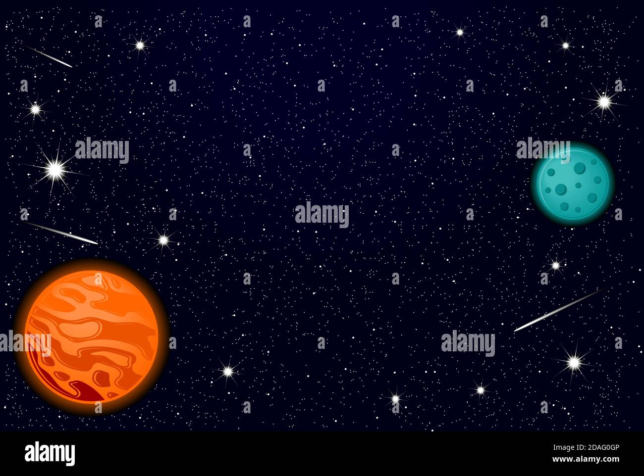 Sternenhimmel des tiefen Raums. Kosmischer Hintergrund mit Sternen und unbekannten Planeten des Universums. Abbildung, Vektor Stock Vektor